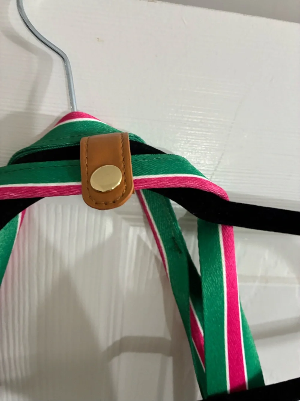 Quilted Green Tote with Striped Shoulder Handles